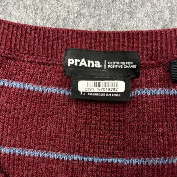 Prana Milani V-Neck Long Sleeve Sweater Women's Size Large Maroon Striped - Picture 3 of 8